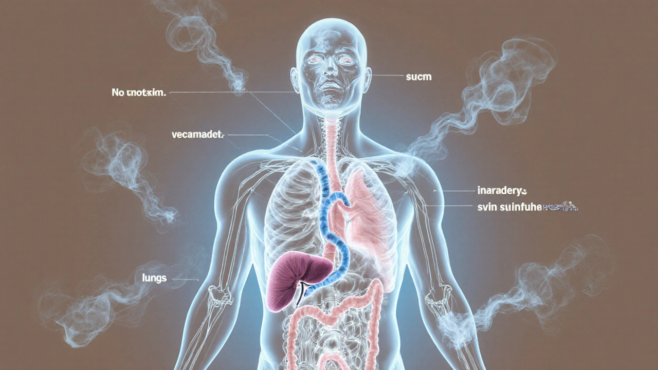 Human body with glowing organs filtering toxins naturally, no water bottles or supplements.